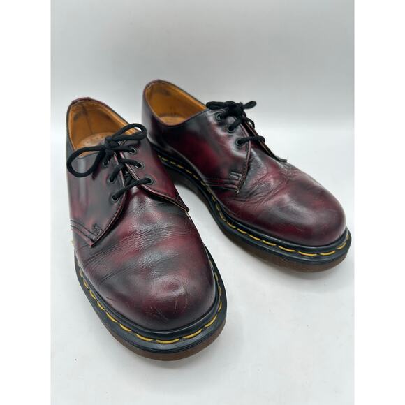 RARE Dr. Marten vintage 3 Oxford shoe eye rub off oxblood MADE IN ENGLAND SZ8 - Picture 3 of 12
